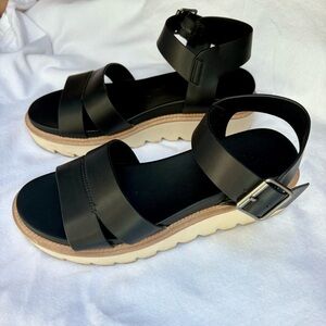 MIA Black Sandals with Platform Sole and Adjustable Straps
